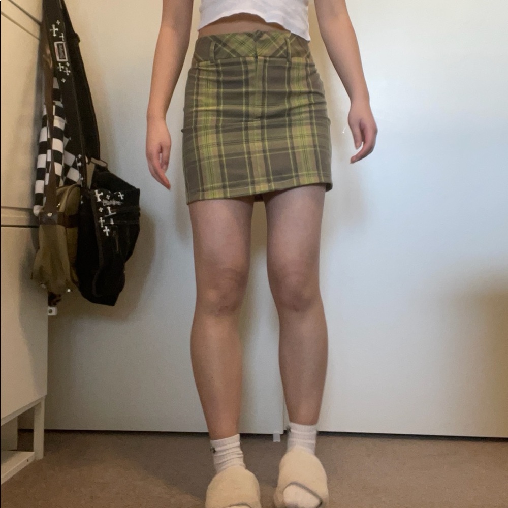 y2k indie UNIF style gingham mini skirt